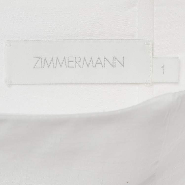 Pre Owned Zimmermann White Cotton Broderie Anglaise Belted Shorts M