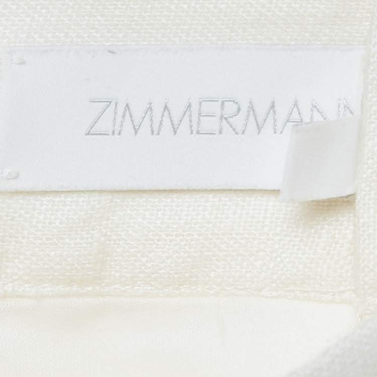 Pre Owned Zimmermann Beige Paisley Print Linen Brighton Tuck Shorts M 