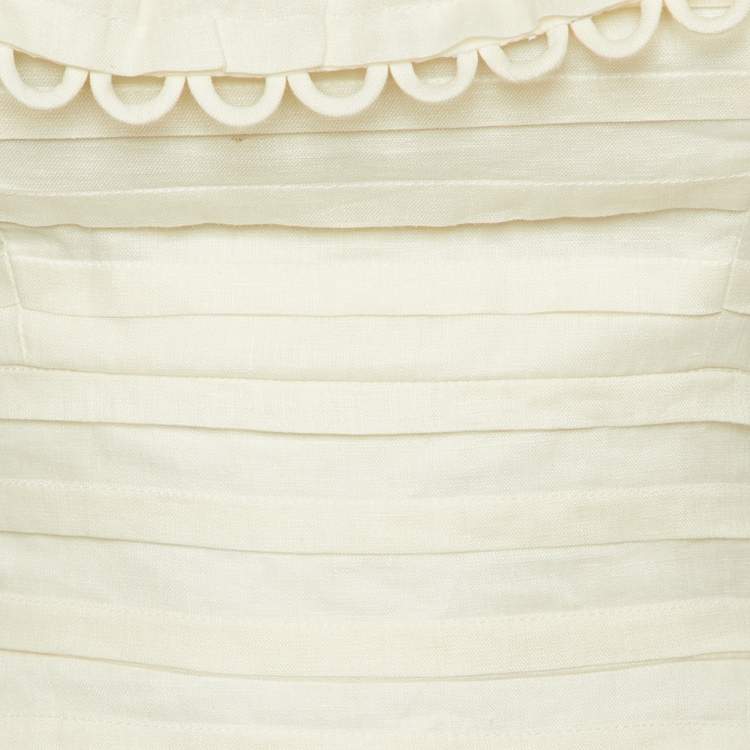 Pre Owned Zimmermann White Linen Off Shoulder Mini Dress S
