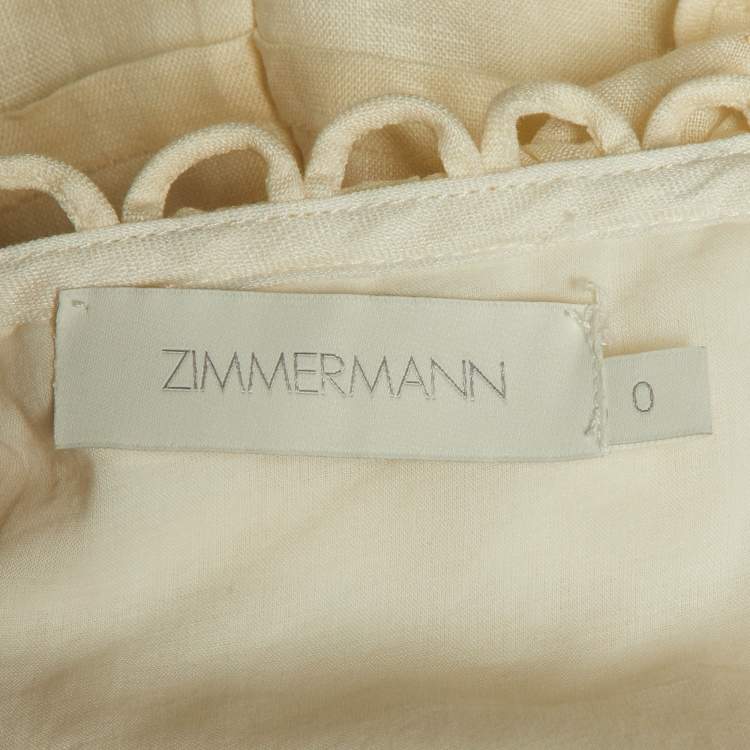 Pre Owned Zimmermann White Linen Off Shoulder Mini Dress S