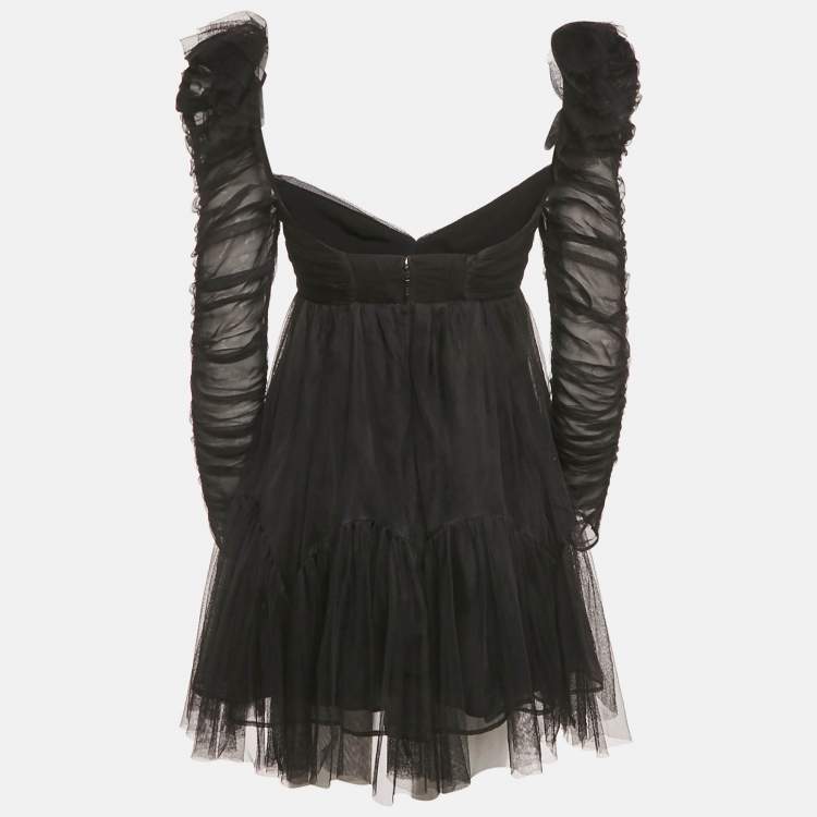 مملوكة مسبقًا Zimmermann Black Tulle Ruched Mini Dress XS