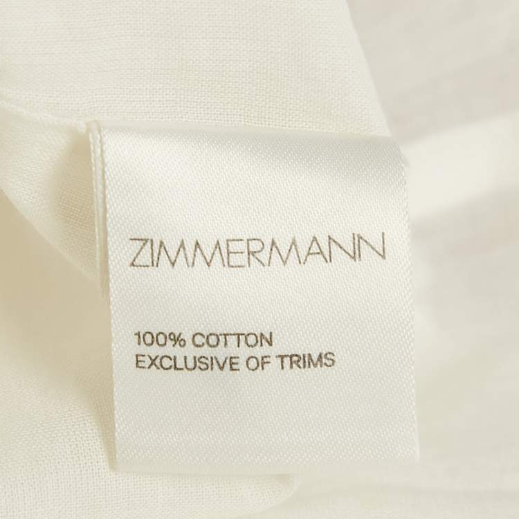Pre Owned Zimmermann White Floral Print Cotton Cut Out Midi Dress M