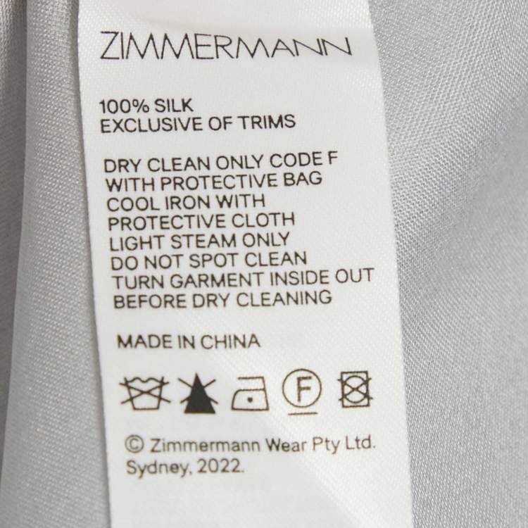 Pre Owned Zimmermann Blue Watercolor Print Silk Tama Bias Slip Maxi Dress L