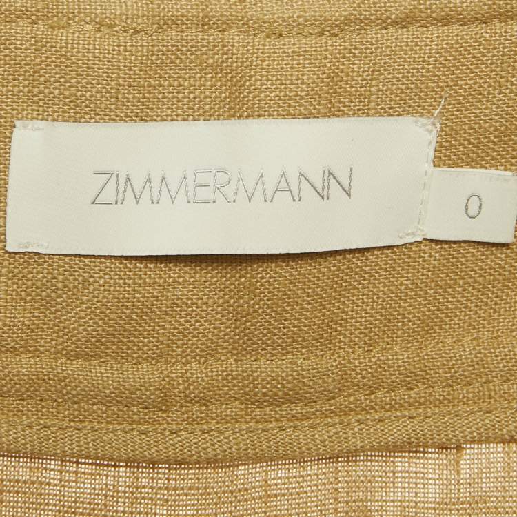 Pre Owned Zimmermann Beige Linen Belted Wide Leg Trousers S 