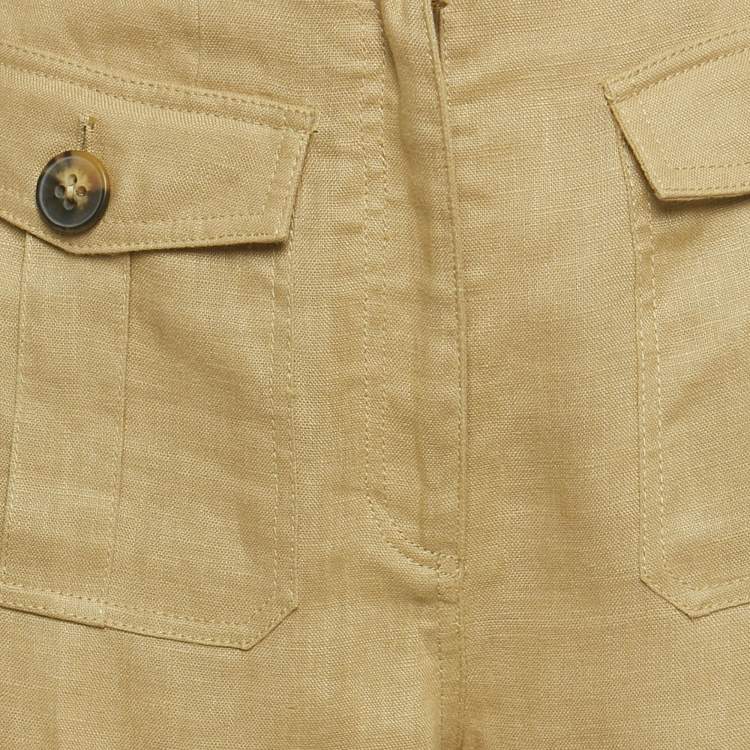 Pre Owned Zimmermann Beige Linen Belted Wide Leg Trousers S 