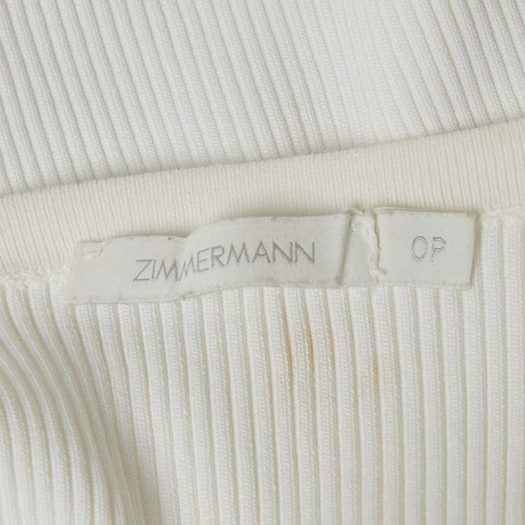 Pre Owned Zimmermann White Rib Knit Sleeveless Tie-Up Top XS
