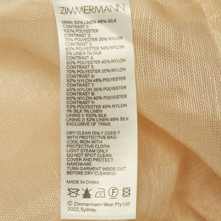 Pre Owned Zimmermann Multicolor Printed Linen and Silk Lace Trim Detail Short Dress L