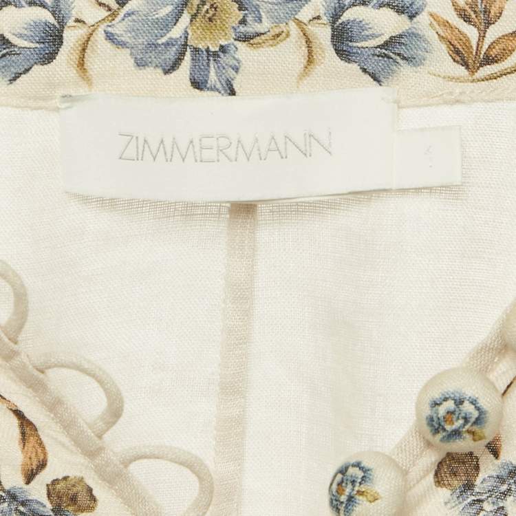 Pre Owned Zimmermann Beige Printed Linen Aliane Maxi Dress M