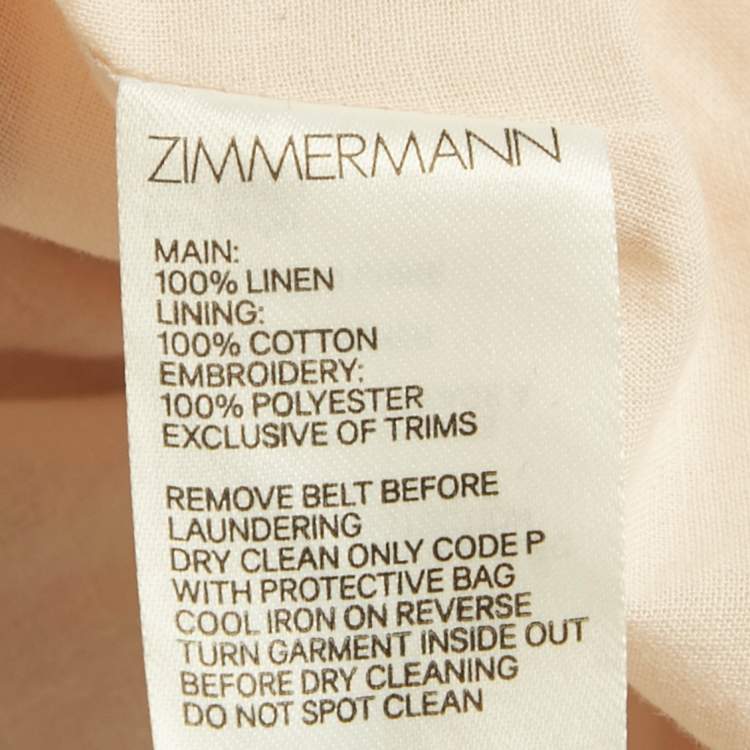 Pre Owned Zimmermann Pink Floral Print Linen Belted Laurel Mini Dress S 