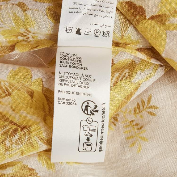 Pre Owned Zimmermann Yellow Floral Print Cotton One-Shoulder Asymmetric Dress M