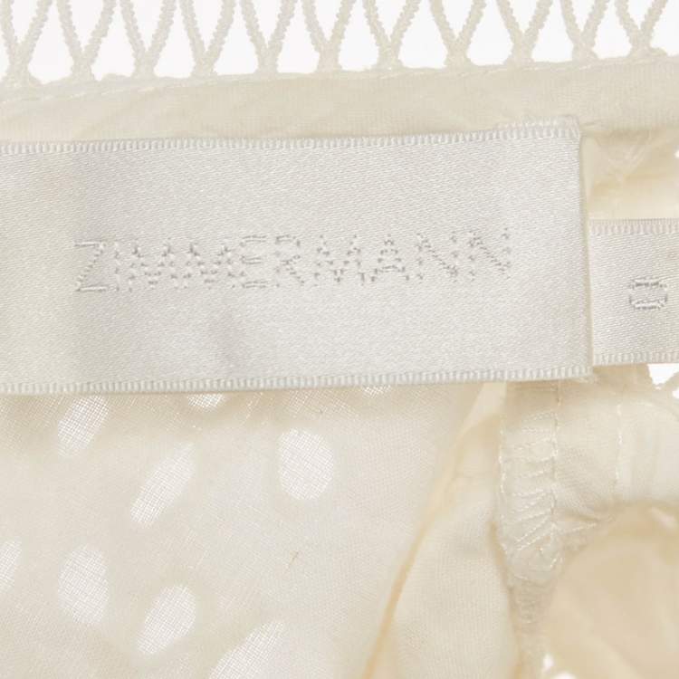 Pre Owned Zimmermann White Guipure Lace V-Neck Mini Dress S