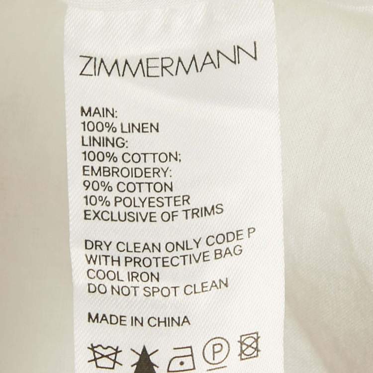 Pre Owned Zimmermann White Swiss Dot Anglaise Broderie Linen Bellitude Mini Dress M