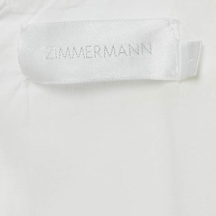 Pre Owned Zimmermann White Linen Lace Trimmed Castile Plunge Neck Mini Dress M