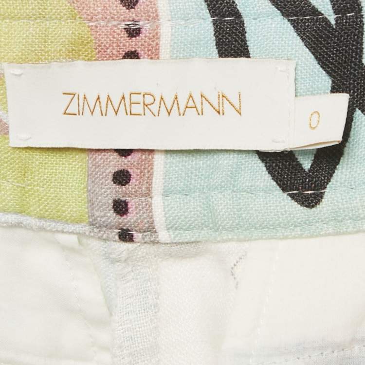 Pre Owned Zimmermann Multicolor Printed Linen Glassy Safari Shorts S