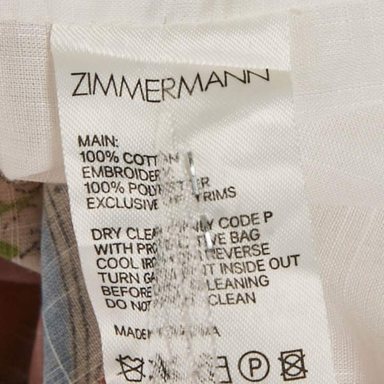 Pre Owned Zimmermann Multicolor Floral Print Clover Patchwork Cotton Shirt M