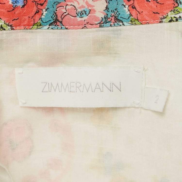 Pre Owned Zimmermann Multicolor Floral Print Clover Patchwork Cotton Shirt M