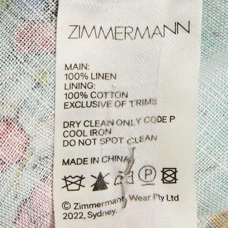 Pre Owned Zimmermann Multicolor Floral Print Clover Patchwork Linen Cuffed Trousers M
