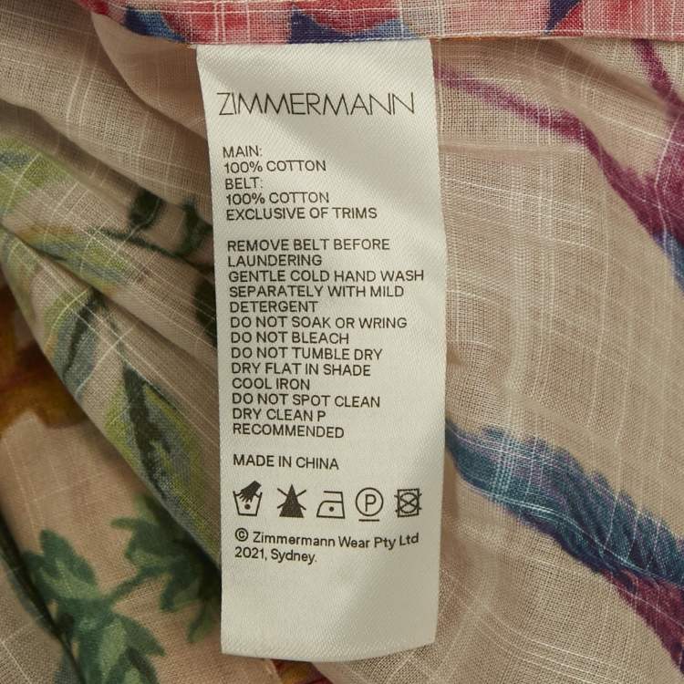 Pre Owned Zimmermann Multicolor Floral Print Cotton Flounce Mini Dress M
