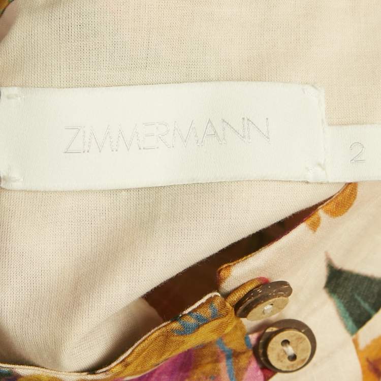 Pre Owned Zimmermann Multicolor Floral Print Cotton Flounce Mini Dress M