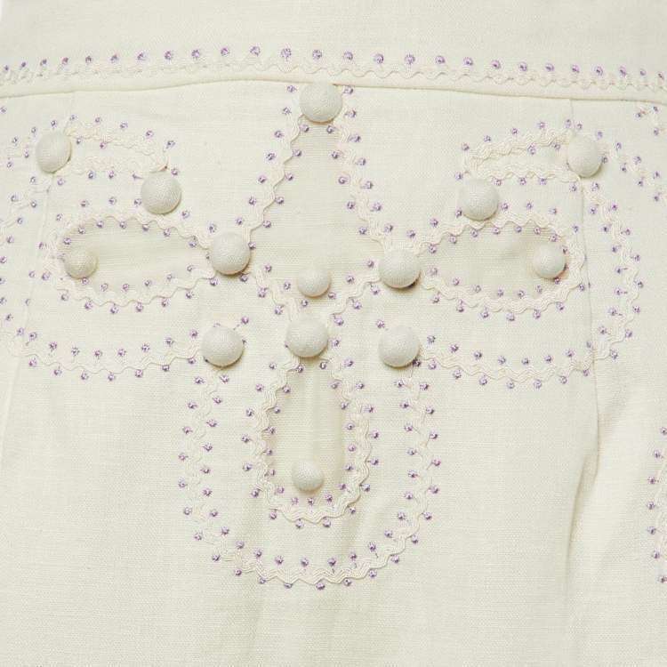 Pre Owned Zimmermann White Linen Ninety-Six Ric Rac Long Skirt M