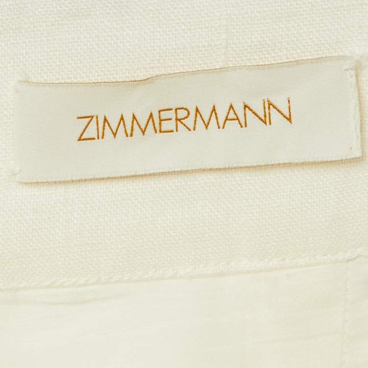Pre Owned Zimmermann White Linen Ninety-Six Ric Rac Long Skirt M