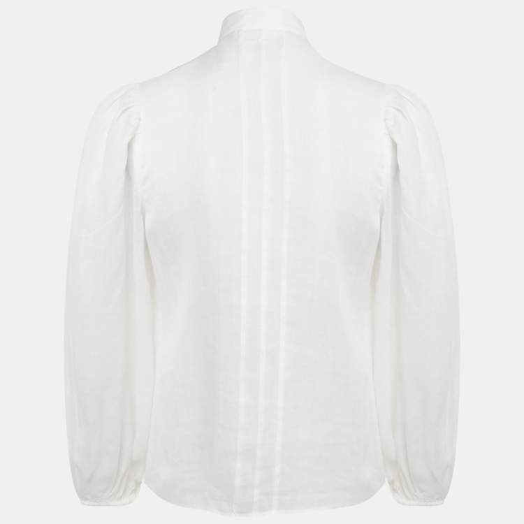 Pre Owned Zimmermann White Ramie Scallop Frill Detail Jude Shirt S 