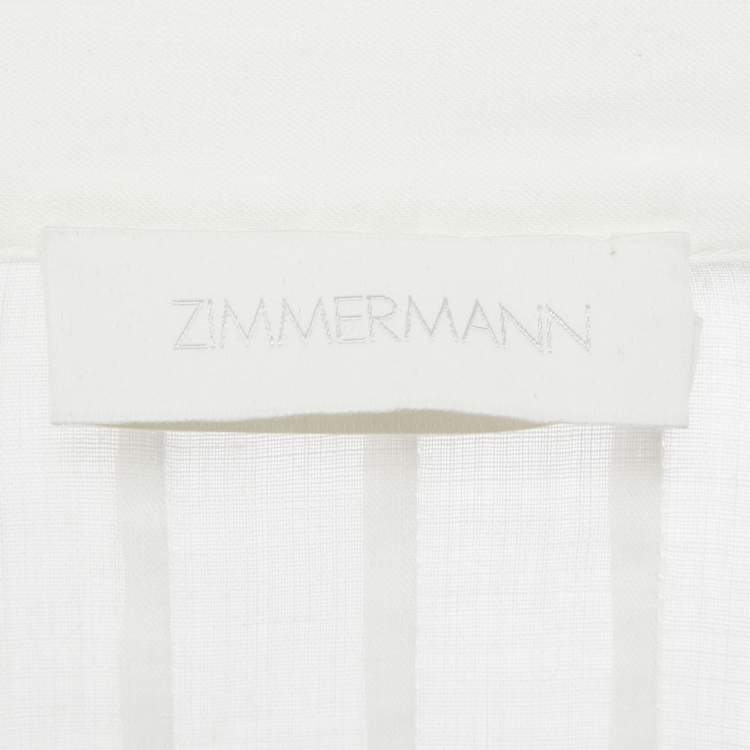 Pre Owned Zimmermann White Ramie Scallop Frill Detail Jude Shirt S 