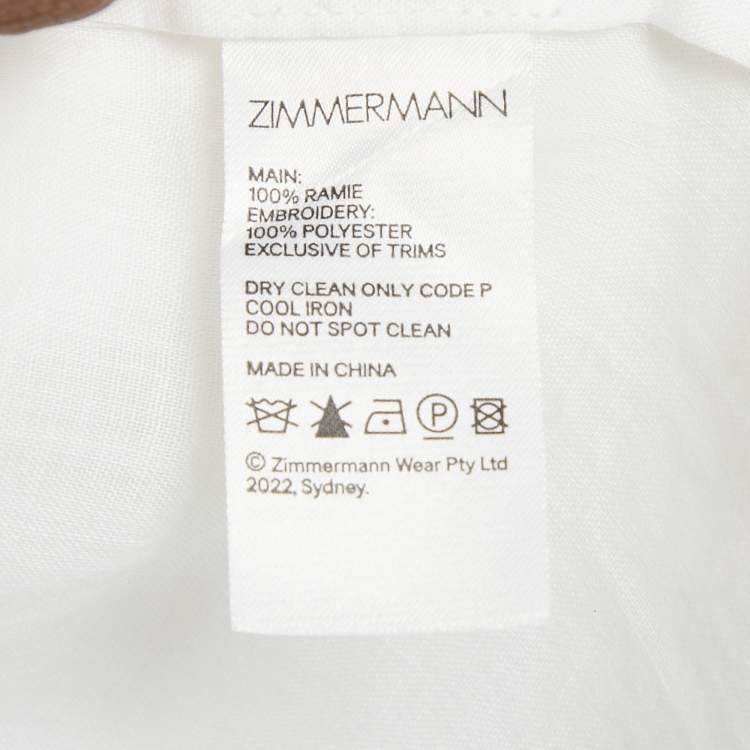 Pre Owned Zimmermann White Ramie Scallop Frill Detail Jude Shirt S 