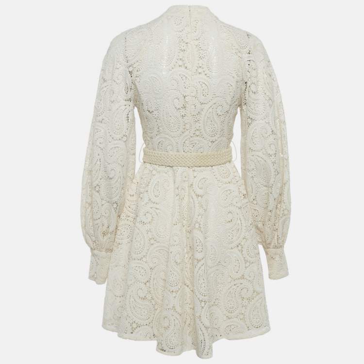 مملوكة مسبقًا Zimmermann Beige Paisley Lace Amari Mini Dress M