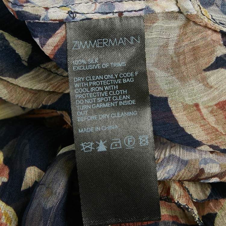 مملوكة مسبقًا Zimmermann Blue Floral Print Silk High-Low Midi Dress M