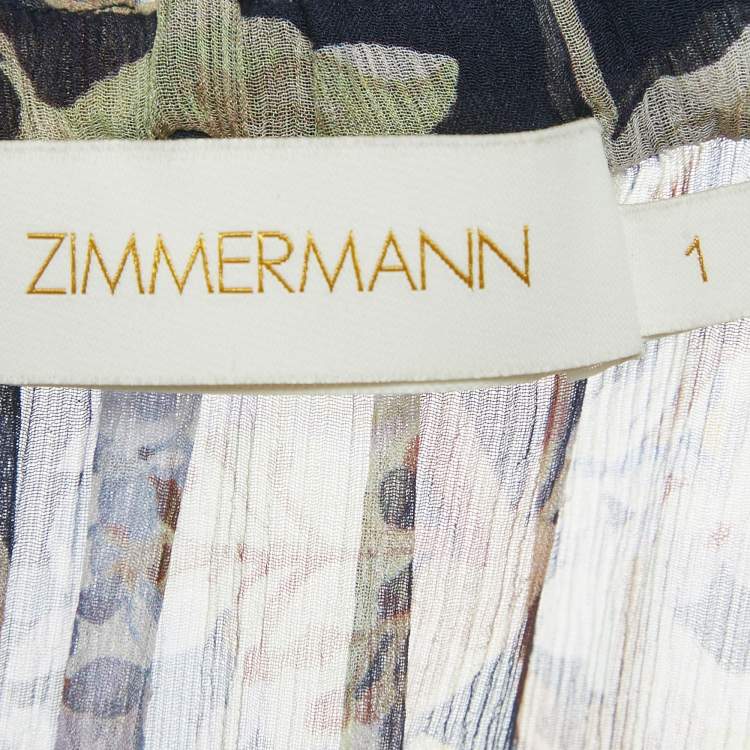 مملوكة مسبقًا Zimmermann Blue Floral Print Silk High-Low Midi Dress M