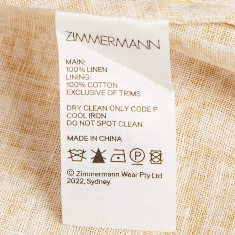 Pre Owned Zimmermann Yellow Paisley Print Linen Maxi Dress S 