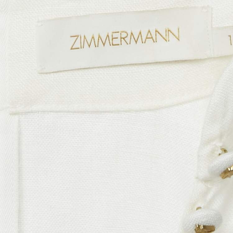Pre Owned Zimmermann White Floral Print Linen Matchmaker Midi Dress M