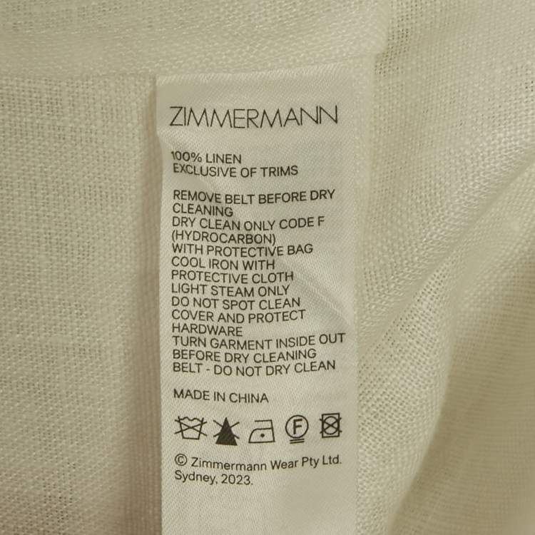 Pre Owned Zimmermann White Floral Print Linen Matchmaker Midi Dress M