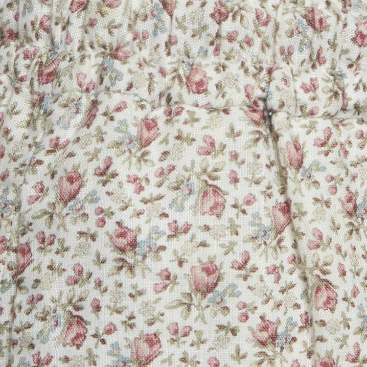 Pre Owned Zimmermann Off White Floral Print Linen Crop Top & Pants Set M 