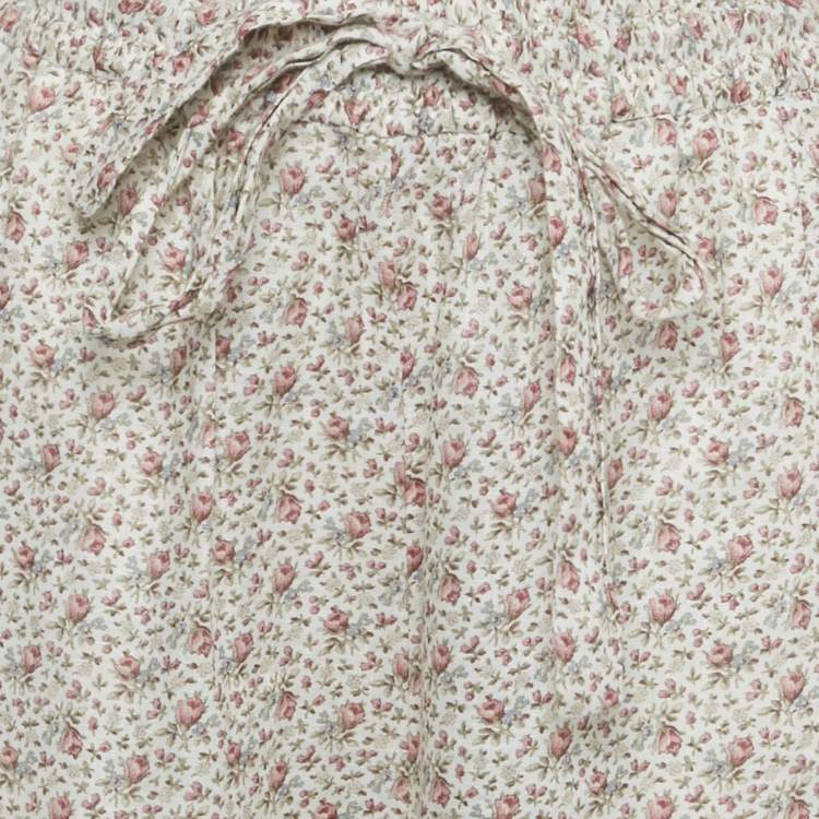 Pre Owned Zimmermann Off White Floral Print Linen Crop Top & Pants Set M 