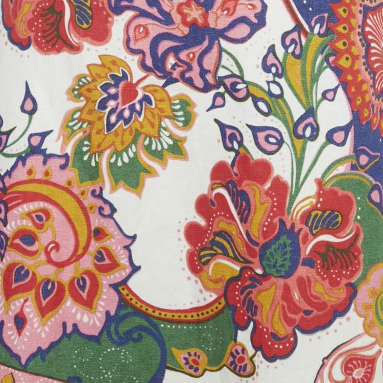 Pre Owned Zimmermann Multicolor Printed Linen Lovestruck Ruffled Dress M