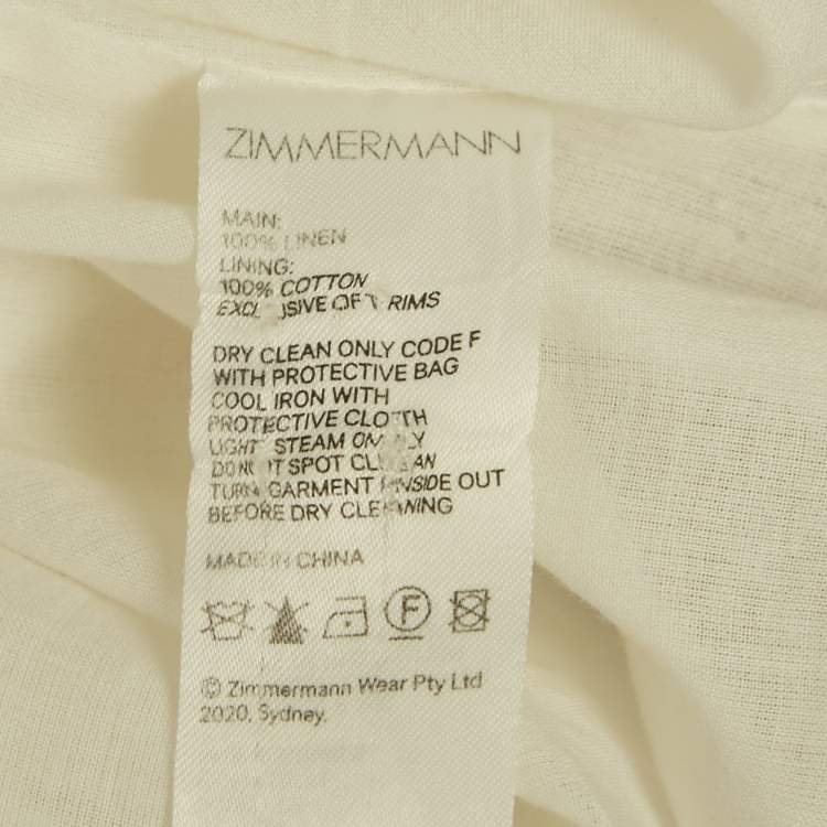 Pre Owned Zimmermann Multicolor Printed Linen Lovestruck Ruffled Dress M