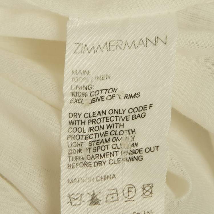 Pre Owned Zimmermann Multicolor Printed Linen Lovestruck Ruffled Dress M