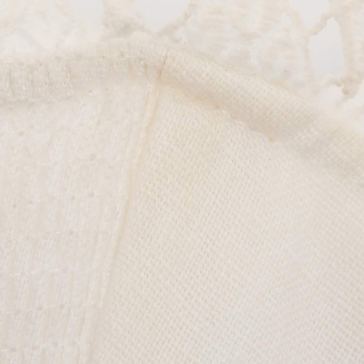 Pre Owned Zimmermann White Linen Lace Panel Tube Midi Dress S