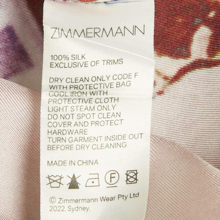 Pre Owned Zimmermann Multicolor Printed Silk Pyjama Pant & Shirt Set S