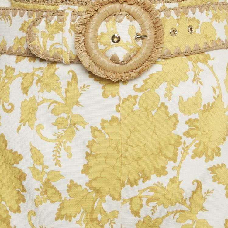 Pre Owned Zimmermann Yellow Printed Cotton Bralette & Shorts Set S