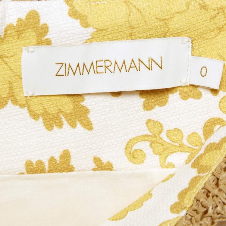 Pre Owned Zimmermann Yellow Printed Cotton Bralette & Shorts Set S