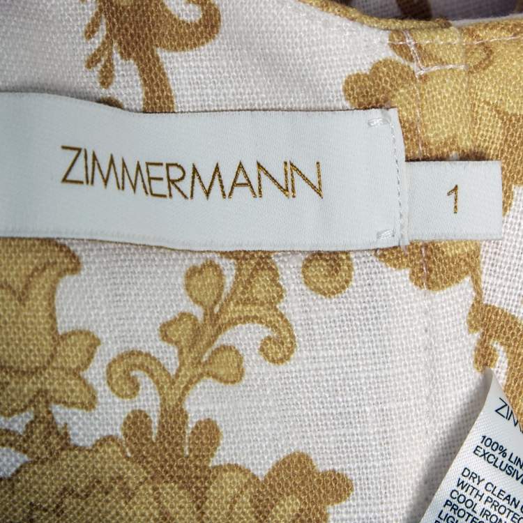 Pre Owned Zimmermann Yellow Printed Cotton Bralette & Shorts Set S