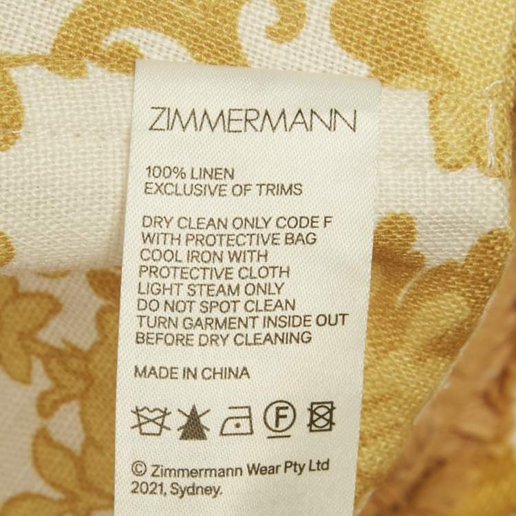 Pre Owned Zimmermann Yellow Printed Cotton Bralette & Shorts Set S