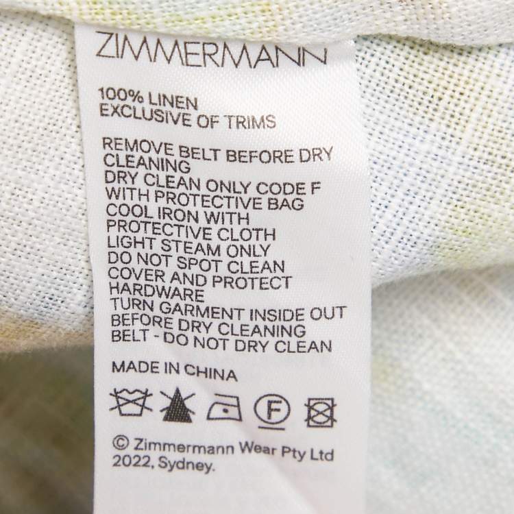 Pre Owned Zimmermann Multicolor Printed Linen Belted Mini Dress XS