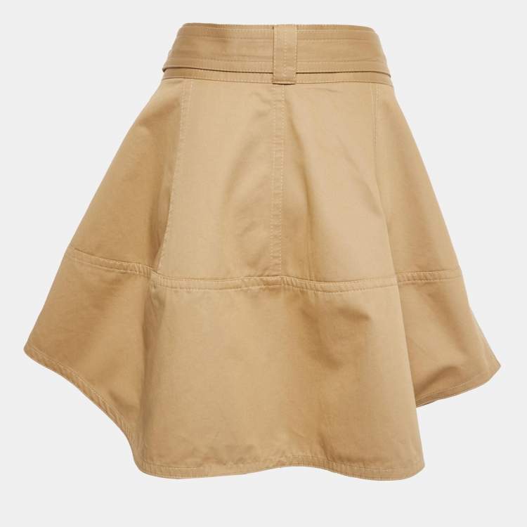 Pre Owned Zimmermann Khaki Gabardine Pleated Mini Skirt L