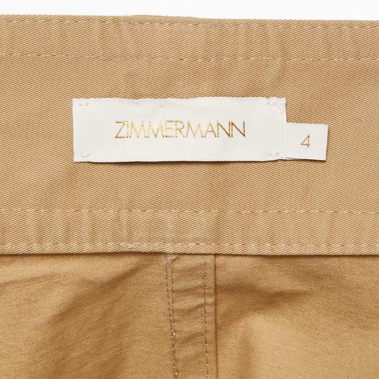Pre Owned Zimmermann Khaki Gabardine Pleated Mini Skirt L