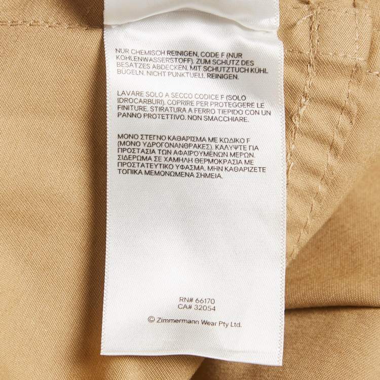 Pre Owned Zimmermann Khaki Gabardine Pleated Mini Skirt L