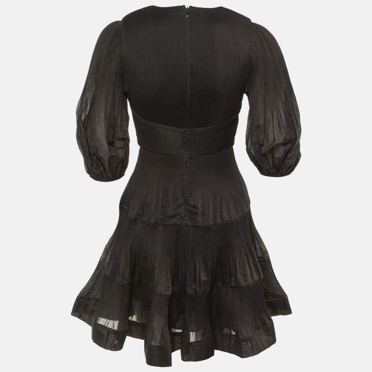 Pre Owned Zimmerman Black Plisse Mini Dress S